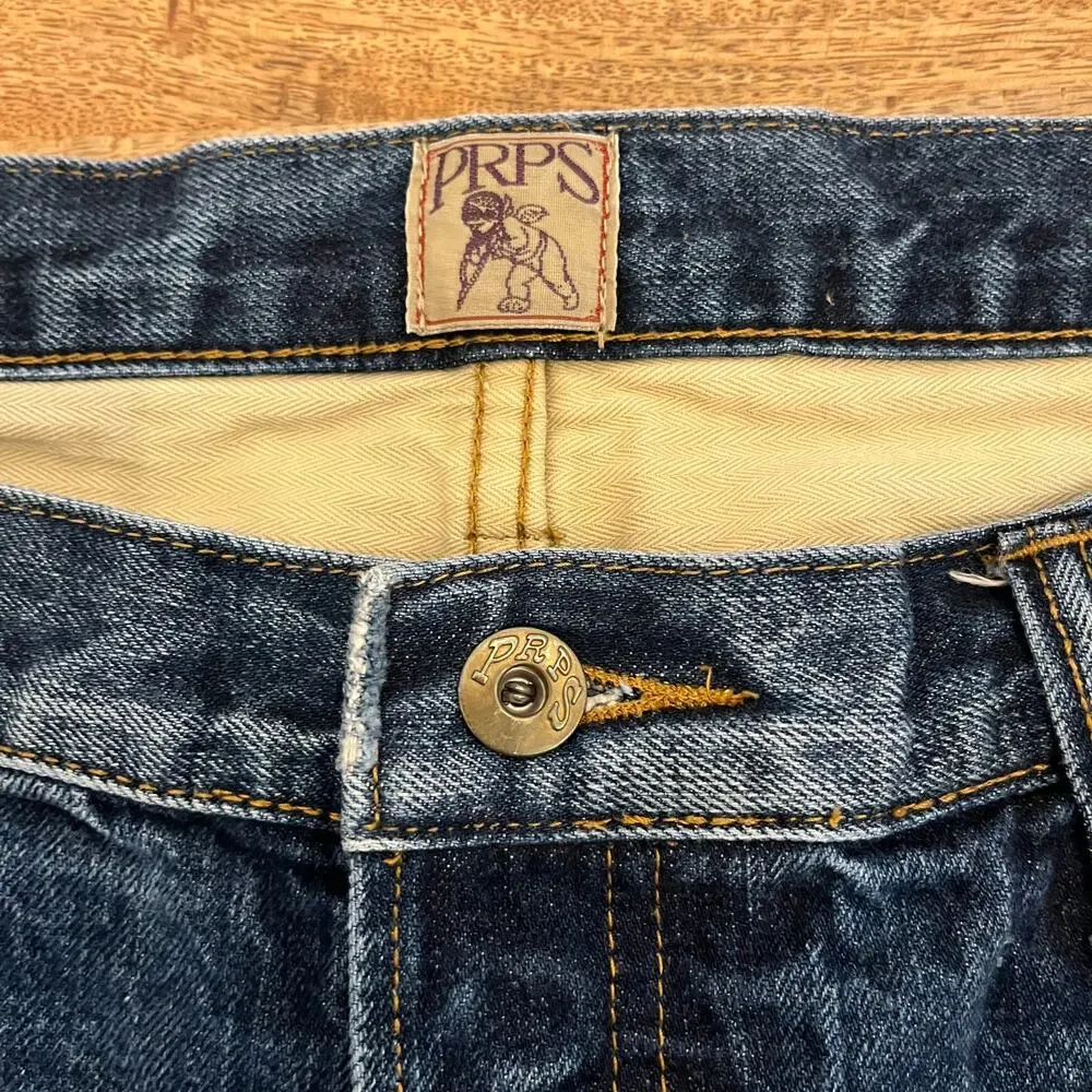 PRPS Mens Japanese Selvedge Denim Jeans 38x32 Y2K Straight Streetwear Barracuda